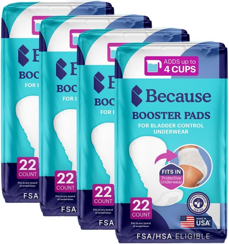 because Overnight Booster Pads Fit All Adult Diapers, Helps Keep Your Adult Diaper Active All Night, Adds 4 Cups to Incontinence Underwear, Extra Absorbency, 88 Count - Image 1